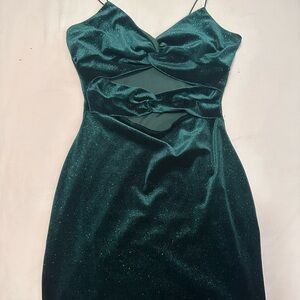 Green Ruched Bustier Cocktail Dress